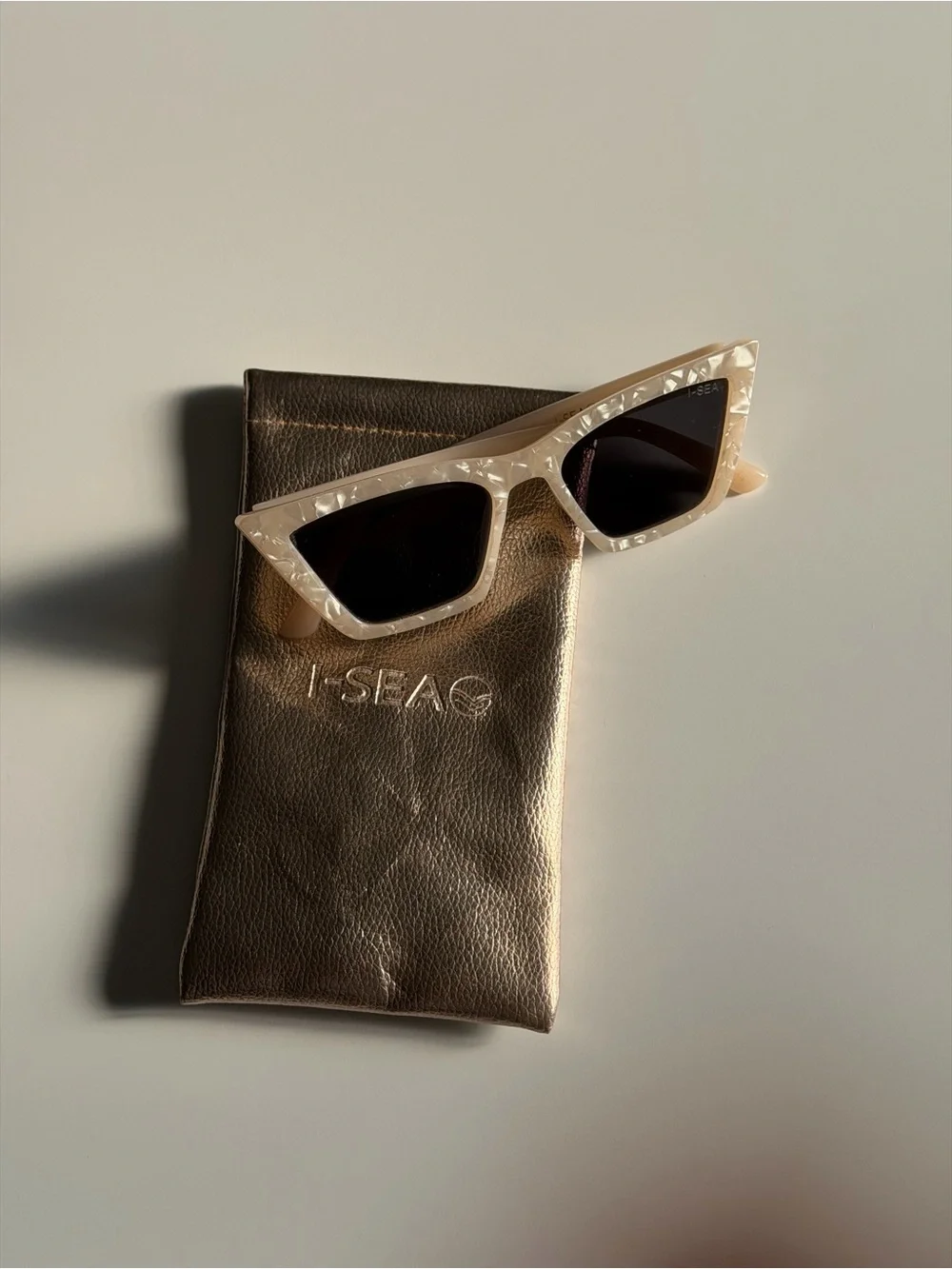 I SEA Pearlized Off-White Cat-Eye Sunglasses